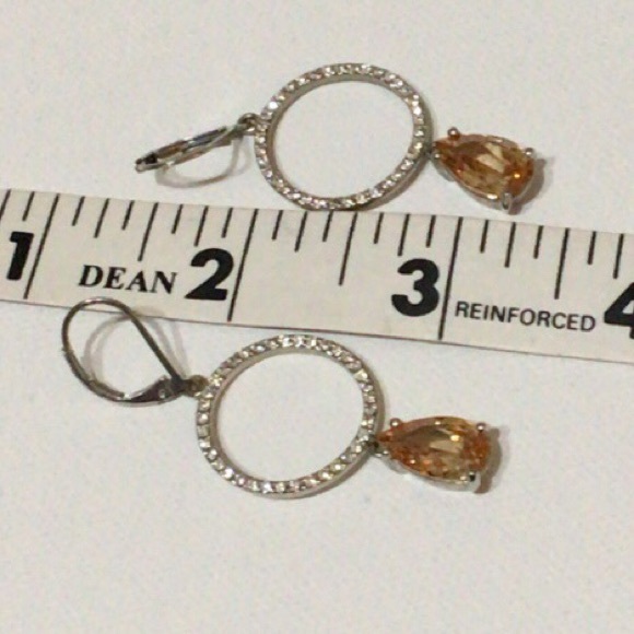 Exquisite Bling Faux Diamonds & Citrine Earrings - Picture 7 of 7